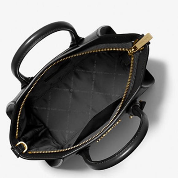 Michael Kors Avril Small Leather Top-Zip Satchel Crossbody Black - Picture 3 of 10